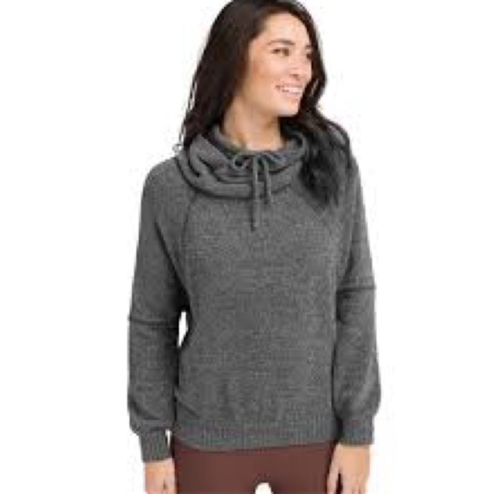 Prana Auberon organic cotton cowl neck Textured Gray‎ Sweater XL Cozy outdoor